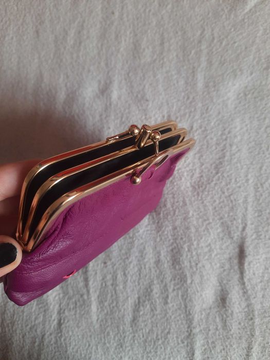 Portmonetka skórzana damska, piękny fiolet!