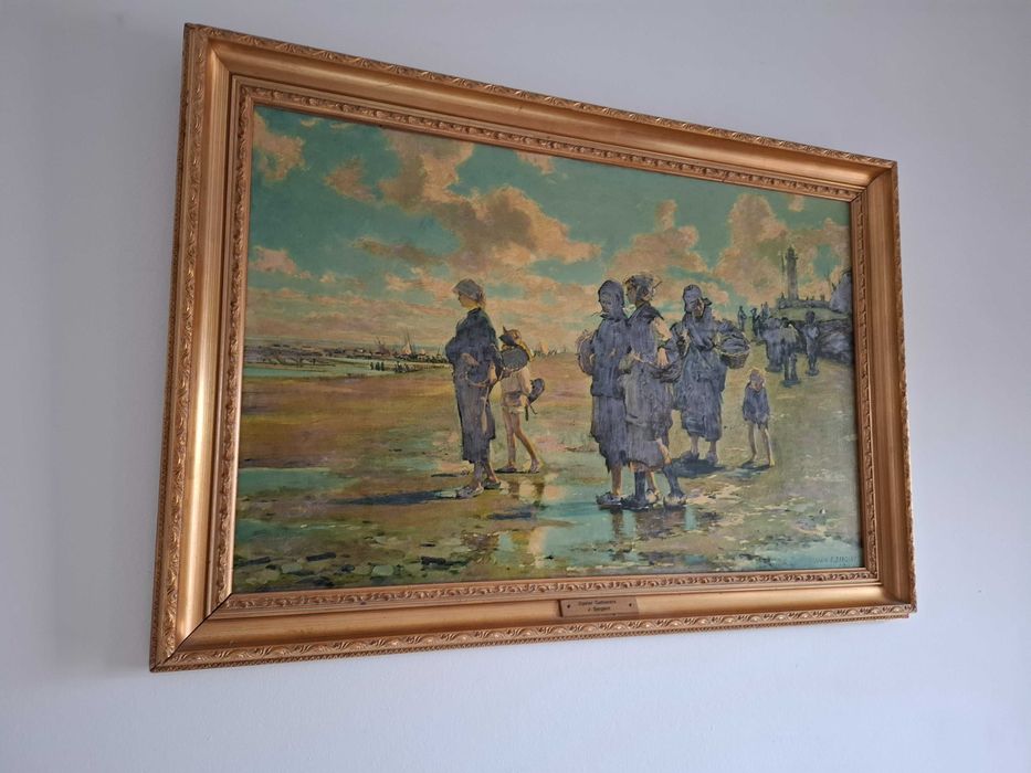 Rama obrazu 100x70cm drewniana, zlocona, z reprodukcja J. Sargent,