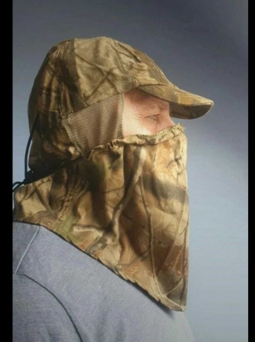 Czapka kominarka kamuflaż Kameleon dla wędkarza, myśliwego