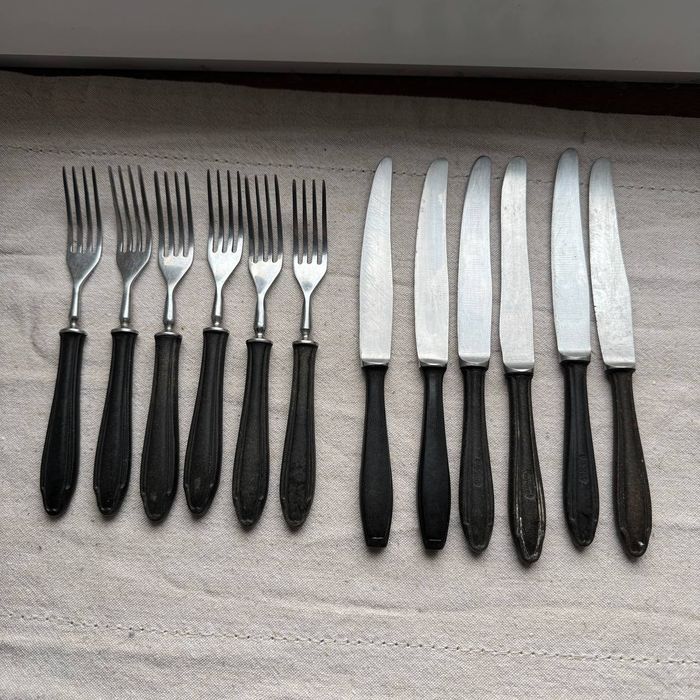 Sztućce Gerlach Bakelit Czarny PRL