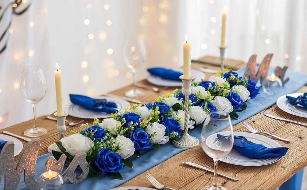 Dekoracja ze sztucznych kwiatów na stół weselny itp, zestaw 10 paneli