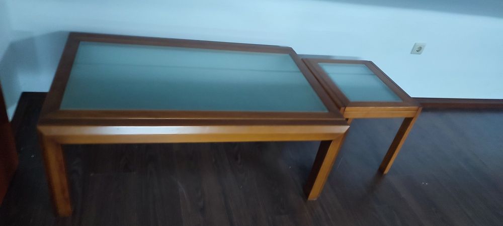 Conjunto mesas de centro pinho mel