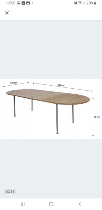 Stol skladany GoodHome Tahuata 180/240 x 100 x 75 cm