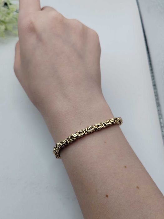 NOWA Złota Bransoletka Splot Królewski 22cm / Złoto 585