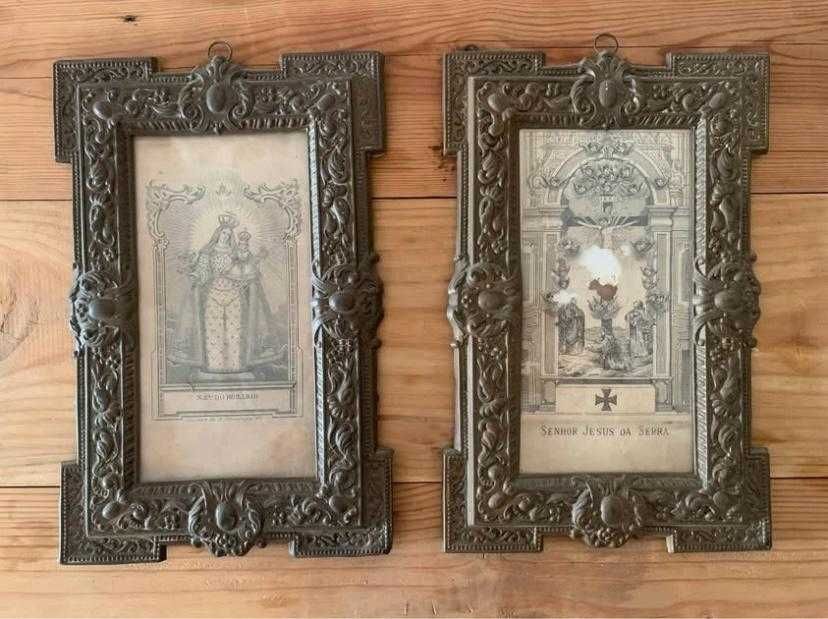 Gravuras religiosas moldura metálica