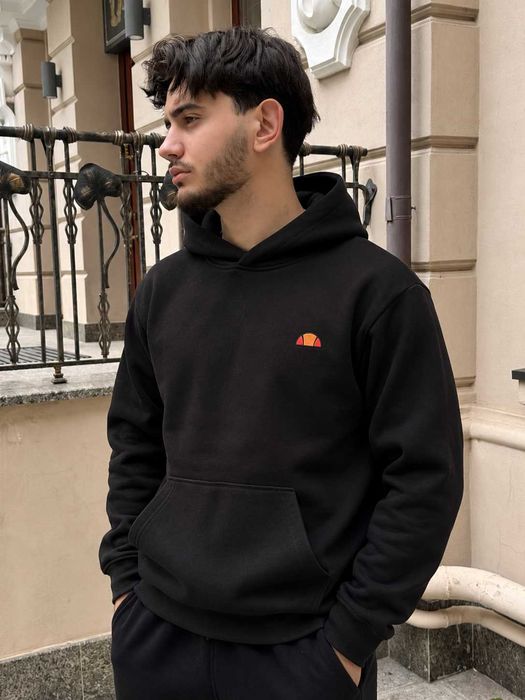 Черное Худи ELLESSE Mini Logo - Толстовка Черная Еллис Мини Лого