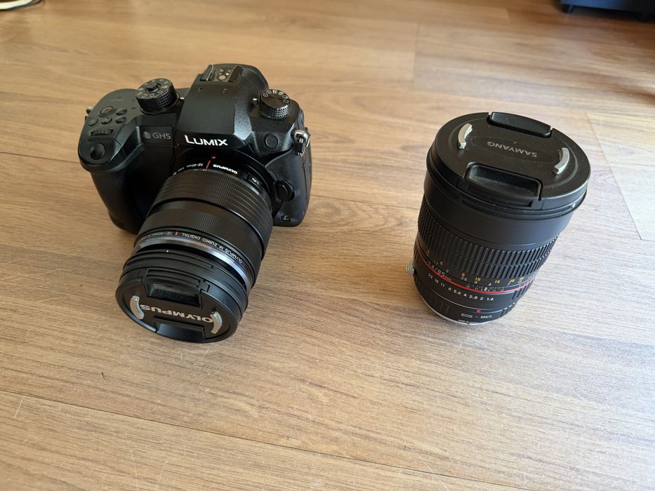Panasonic GH5 + 12-40mm f2.8 pro + Samyang 85mm f1.4 canon
