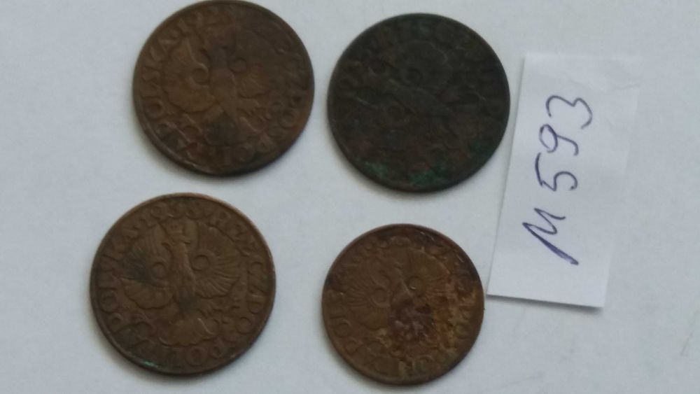 G M593 ,starocie mix różne 2 grosze 5 groszy 4 sztuki