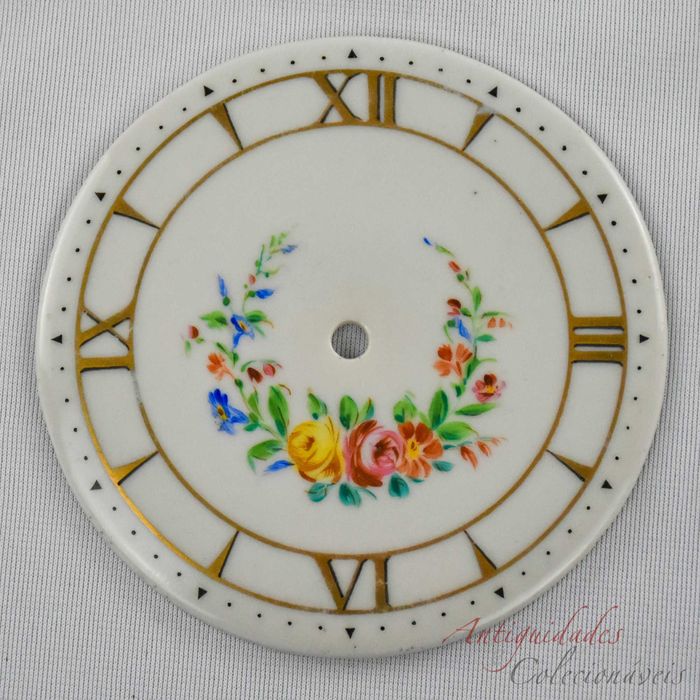 Mostrador de relógio em porcelana Artibus pintado à mão