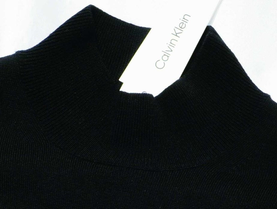 CALVIN KLEIN sweter półgolf L 100% merino czarny dandy Premium Line Cena Producenta: € 290