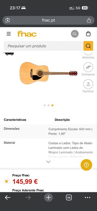 Guitarra Fender brilhante