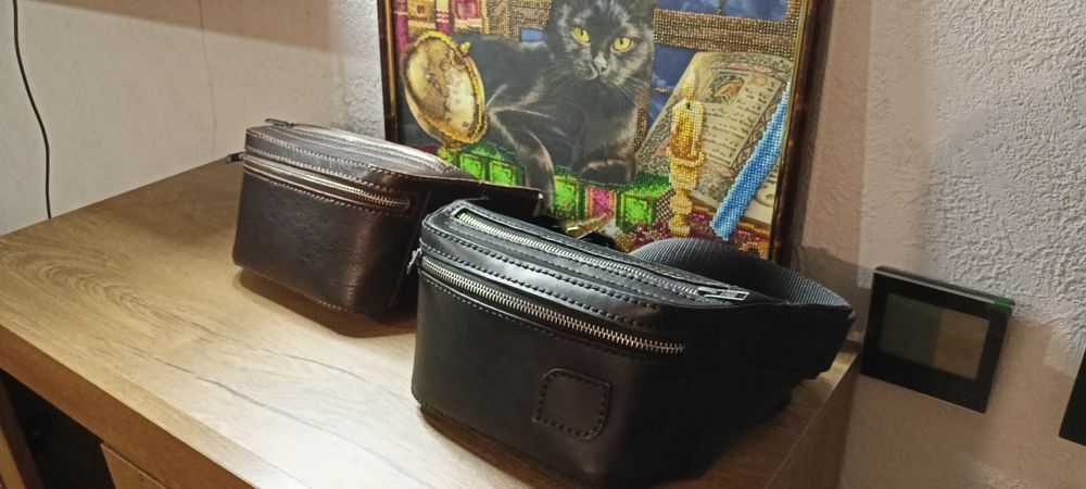 Torebka skórzana, ręcznie robiona.