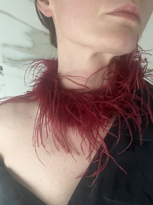 Naszyjnik etola pióra marabuta burleska fetysz buduar retro vintage sexy