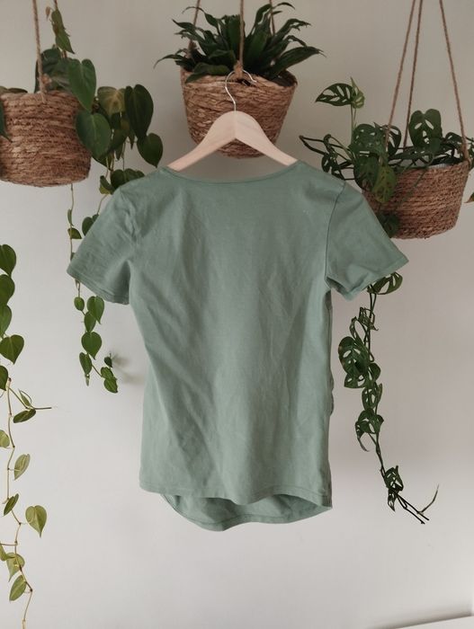 Bluzka ciążowa z bawełny, tshirt basic, miętowa, szałwiowa r.M H&M