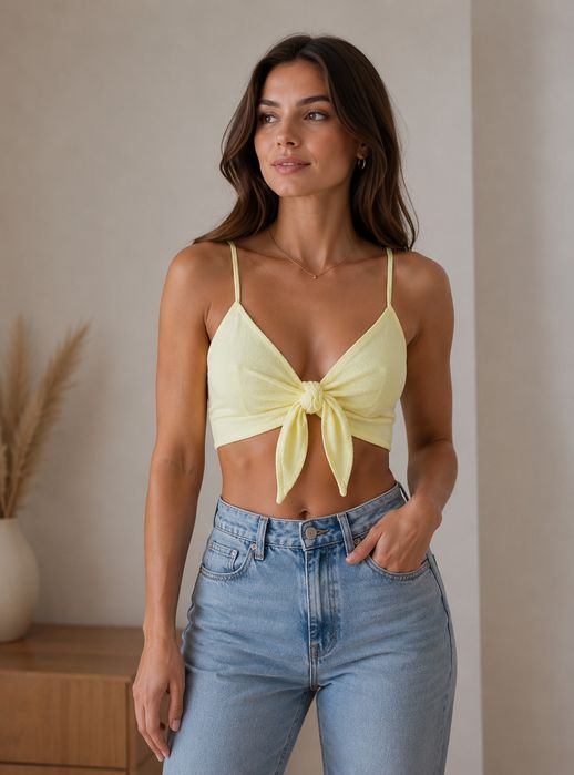 Crop top na ramiączkach wiązany L 40 Boohoo