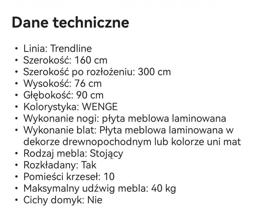 Stół rozkladany do salonu