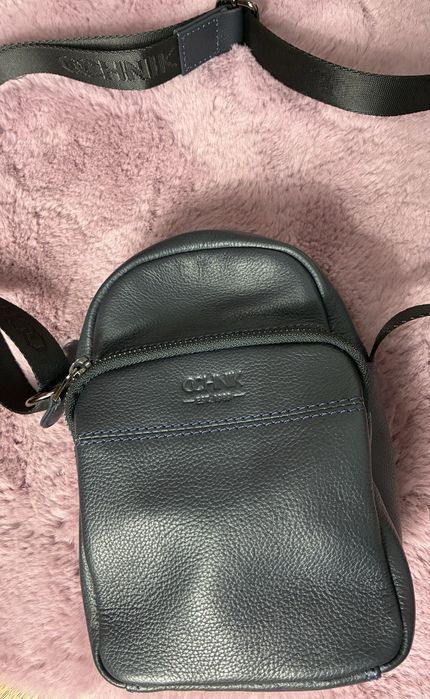 Ochnik męska skórzana saszetka listonoszka czarna