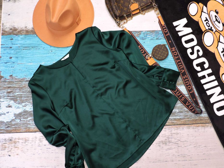 Cubus Bluzeczka zieleń butelkowa satyna 40