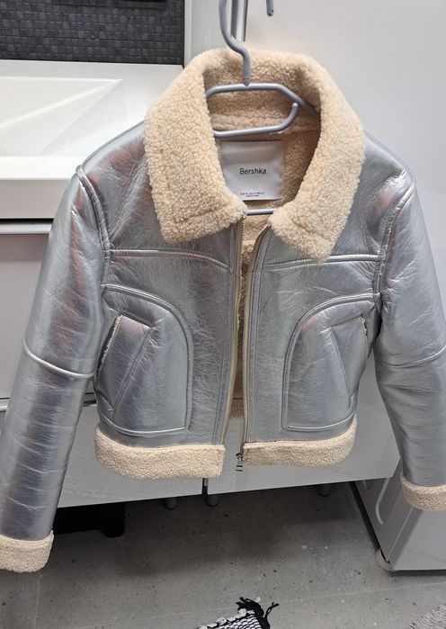 Kurtka zimowa biker pilotka z kożuszkiem