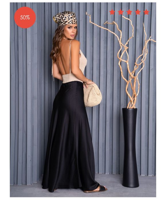 Шовкова спідниця довга  чорна M