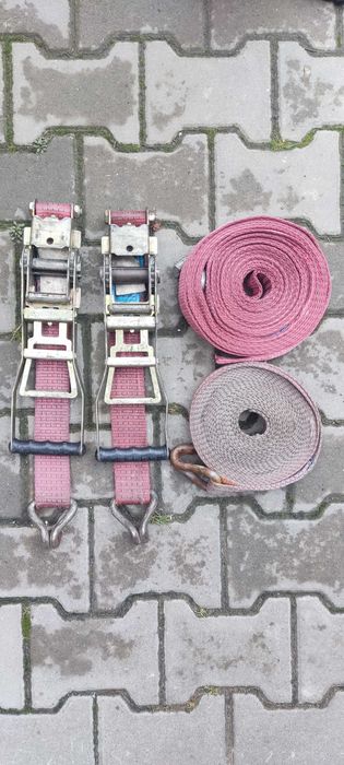 Solidny pas transportowy z długą klamrą 7,5-9,5m do spinania przyczep