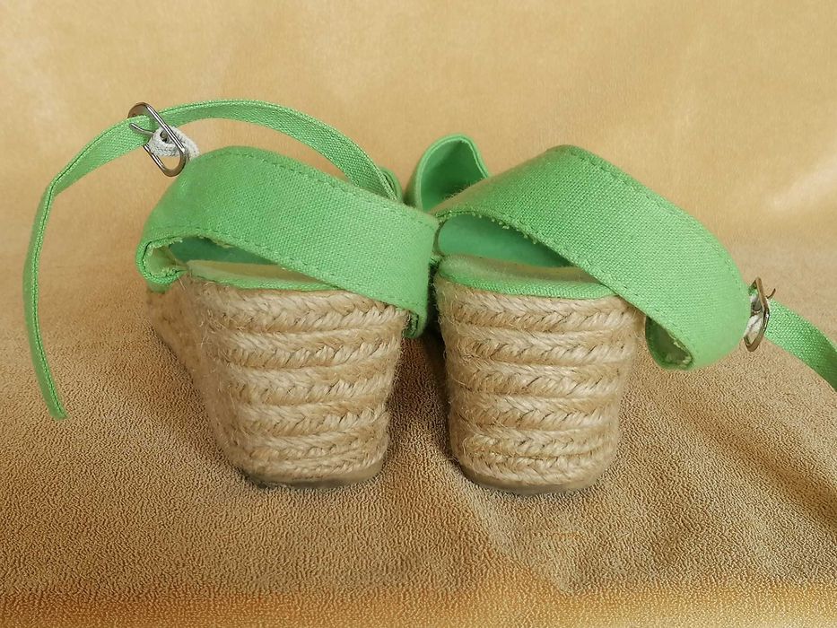 Sandały espadryle na koturnie zielone r.41