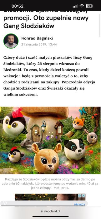 Maskotki Gang Nowe 10szt warzywa owoce jablko