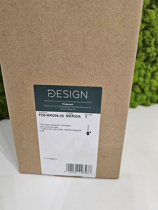 Szczotka do wc FDesign Merida wisząca czerń i różowe złoto