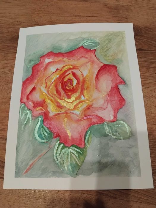 "Róża" obraz akwarela