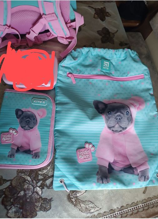 Рюкзак  шкільний Kite Studio pets 3 в 1 м'ятний з собачкою 12 л 1-4 клас