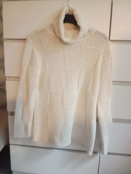 Sweter Damski biały golf Janique rozmiar L