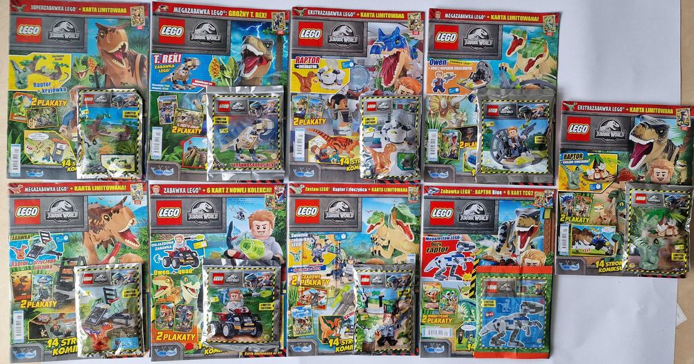 9 X magazyn Lego klocki JURASSIC WORLD ROK 2022 zestaw folia+GRATIS