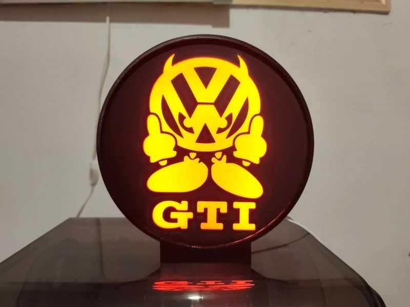Lightbox Luminaria decorativa VW Volkswagen GTI cx Preta