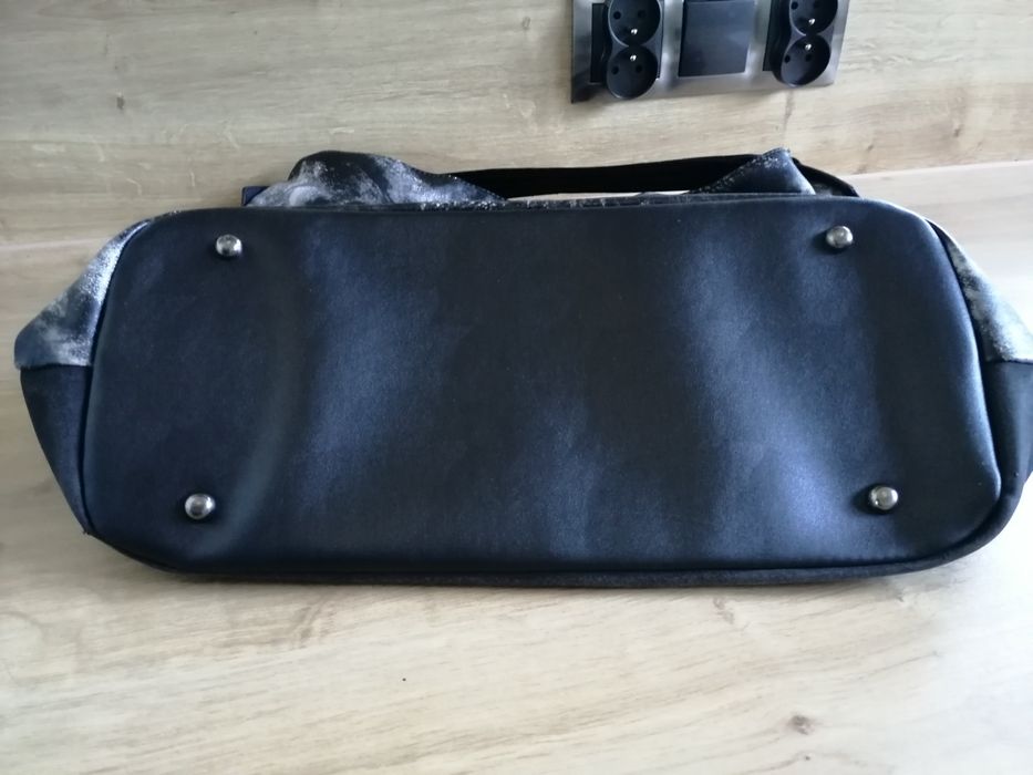 Torba duża czarna w szare cętki David Jones pasek 35cm