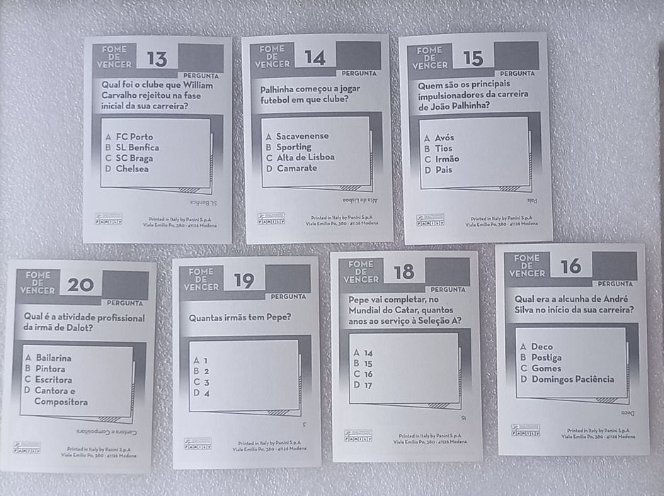 7 cromos FOME de  VENCER