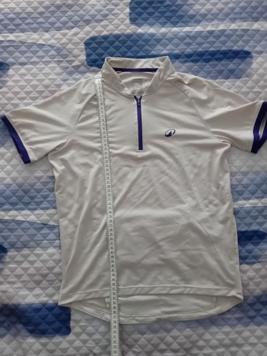 Camisola de Ciclismo Decathlon Branca c/ Zíper e Bolsos Traseiros