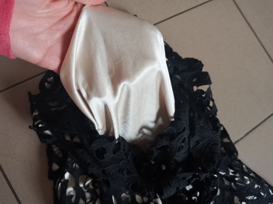 Ażurowa koronkowa podwójna sukienka midi elegacka emamoda 36 S