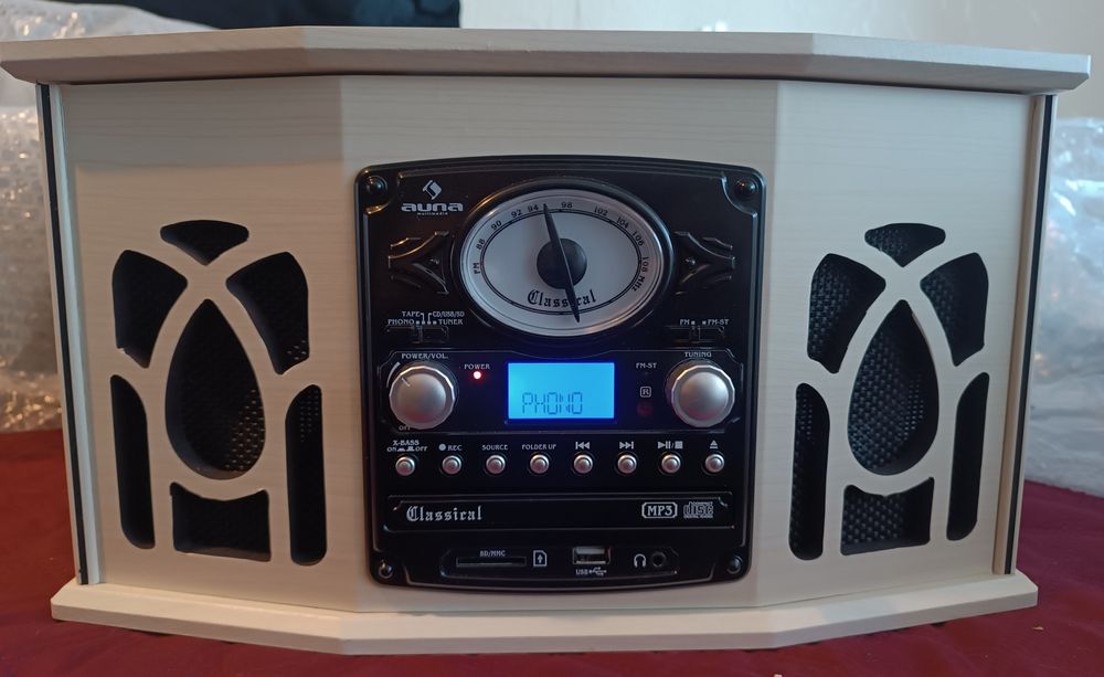 Програвач вінулу Auna NR-620, CD,USB,SD,FM, Tape, білий