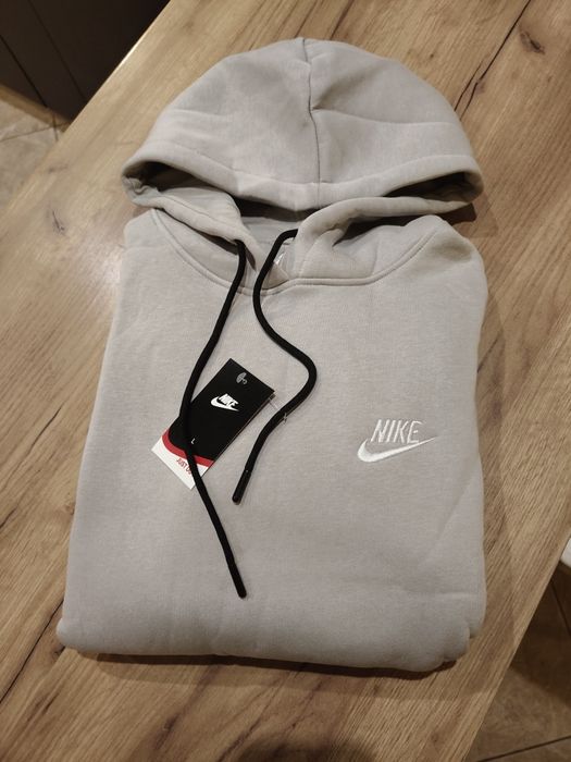Szaro beżowa bluza damska Nike nowa gruba ocieplana kangurka S