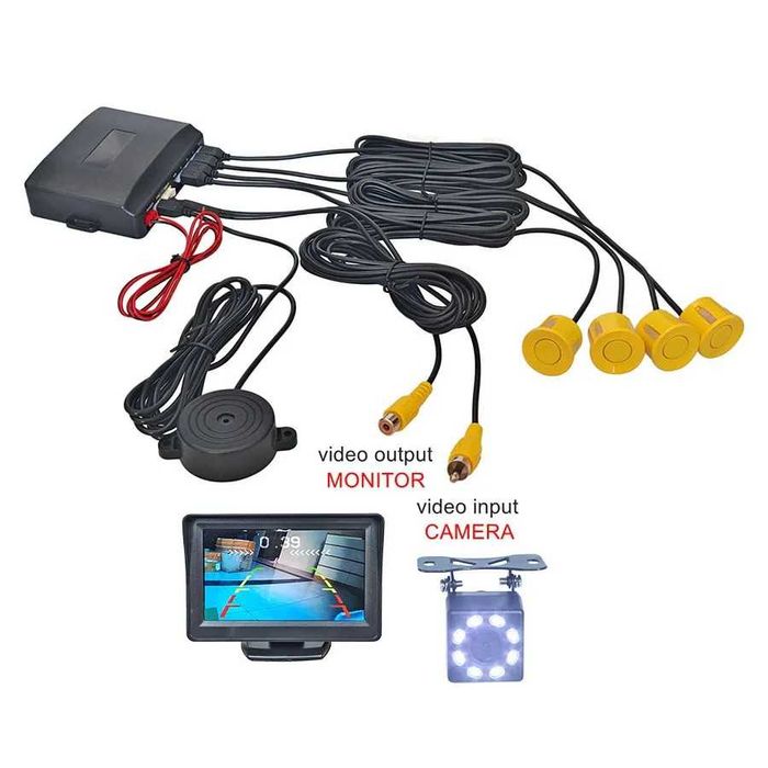 Car Reverse Video Parking Radar 4 Sensor Kit