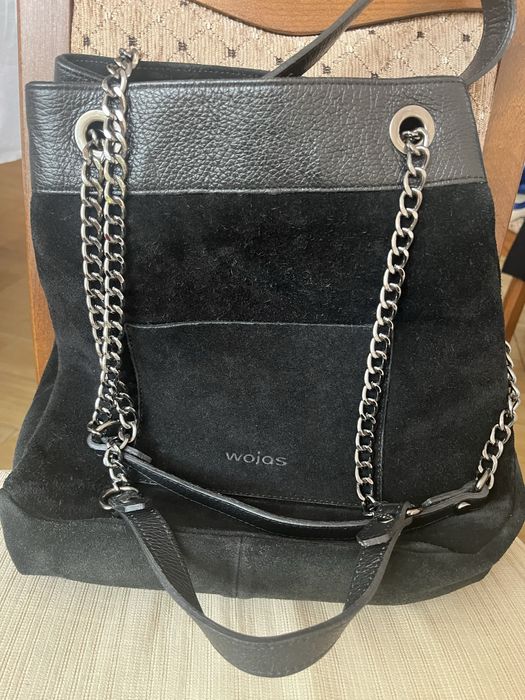 Torebka Wojas czarna skóra naturalna