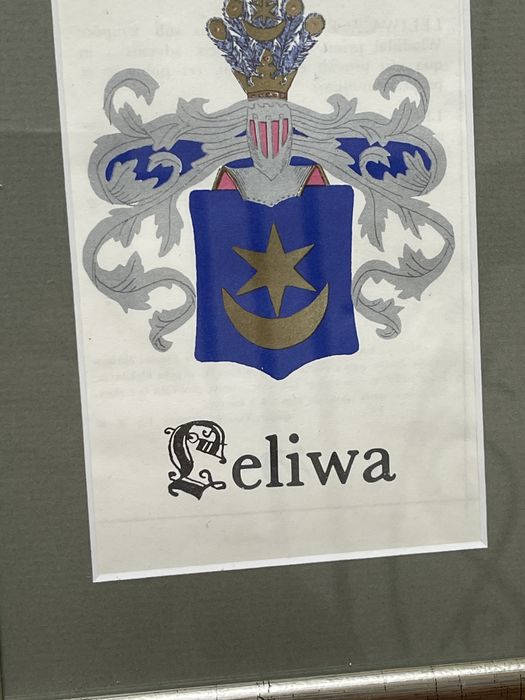 Stare Grafiki Herb Leliwa Junosza w Oprawie