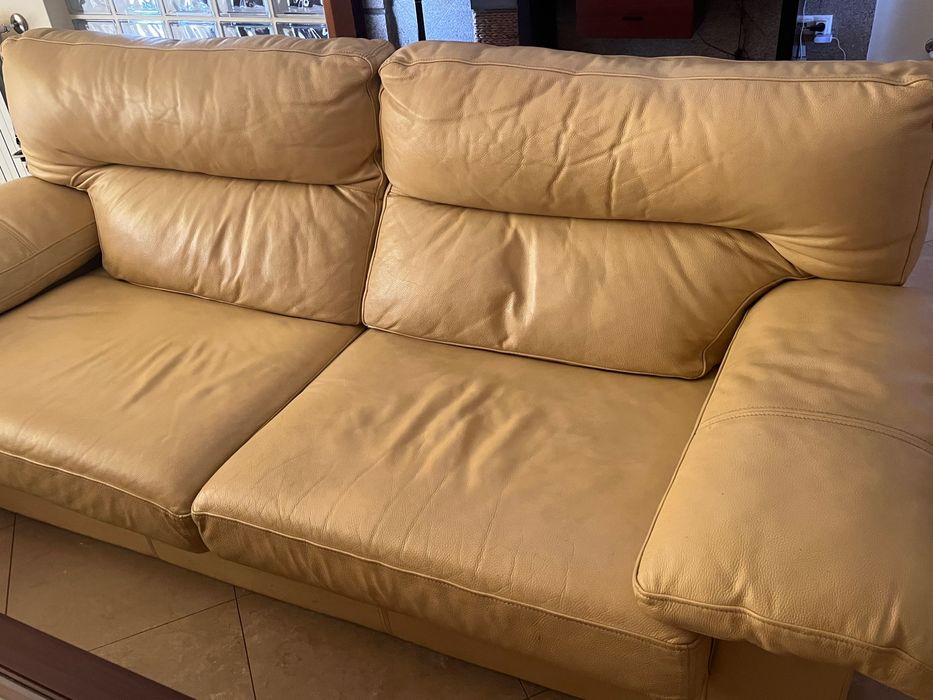 Conjunto de 2 sofás de pele