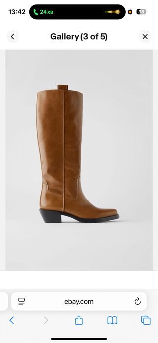 Zara чоботи високі казака,козачки,рижі коричневі 38