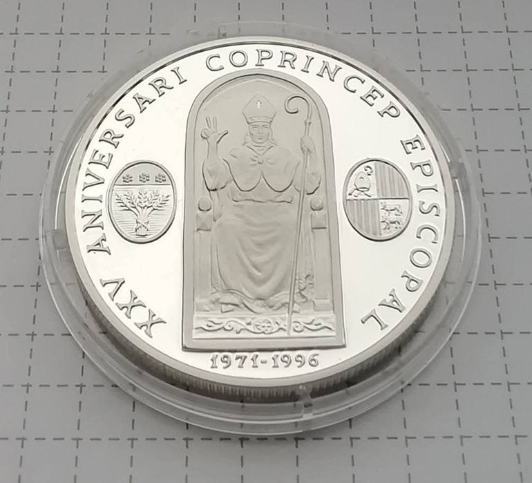Андорра 10 дінерів 1996р. СРІБЛО. ПРУФ. 25р. - Єпископство Хоана Марті