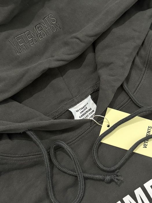 худи Vetements Logo Limited Edition grey hoodie Balenciaga Rick Owens
