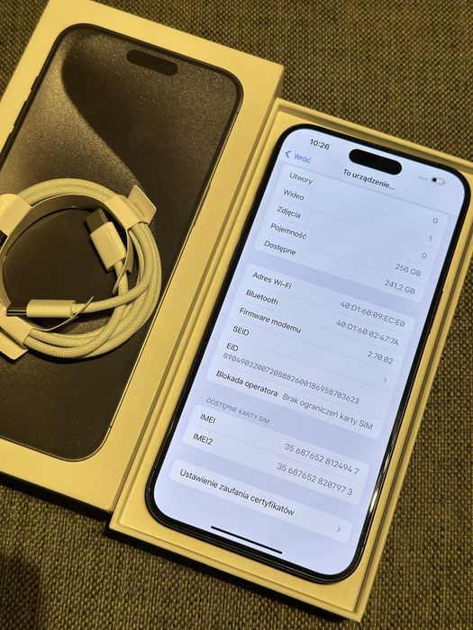 Iphone 15 pro max, 256gb