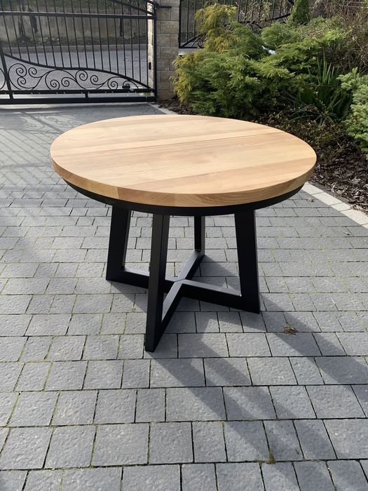 Stół okrągły rozkładany lity jesion 100/200 loft