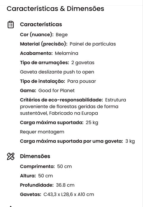 2 Mesas de Cabeceira Bege Novas – Apenas Montadas