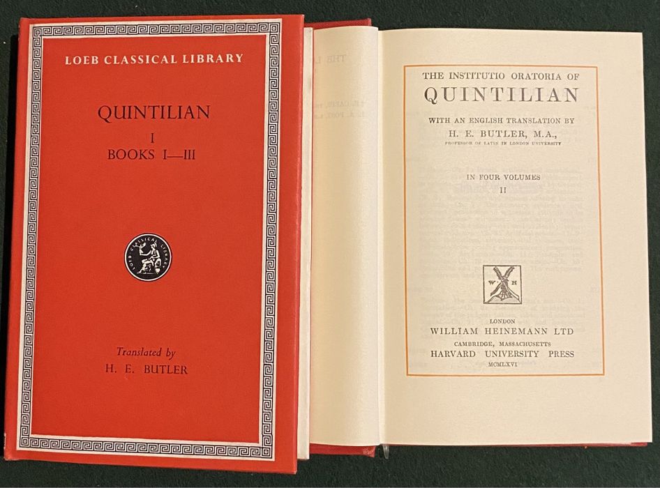 A Instituição Oratória de Quintiliano em quatro volumes